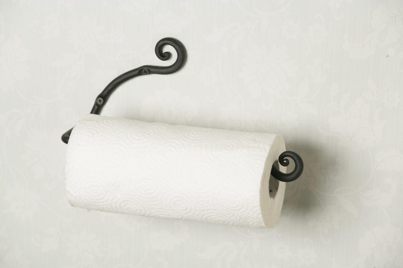 Handmade Iron Paper Towel Holder, Wall Mount Kitchen Decor & Organizer