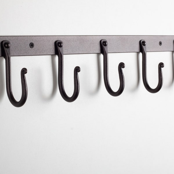 Rustic Iron Coat Rack, Decorative Iron 5 Hooks Coat And Hat Hanger, Entry way Organizer, Handmade Wall Clothes Rack