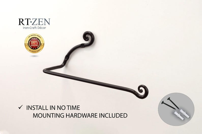 Handmade Iron Paper Towel Holder, Wall Mount Kitchen Decor & Organizer