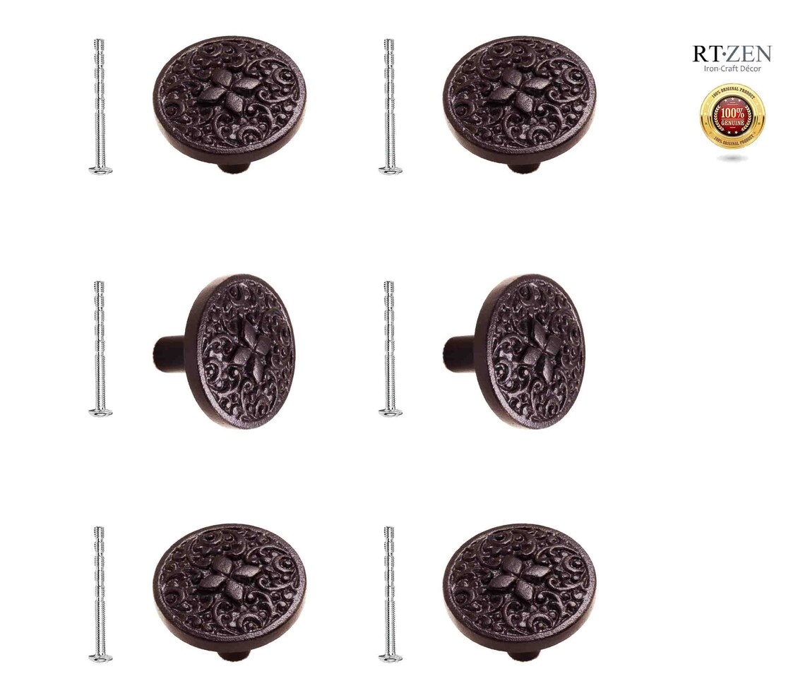 Cabinet Knobs 6 Cast Iron Drawer Pulls Etsy