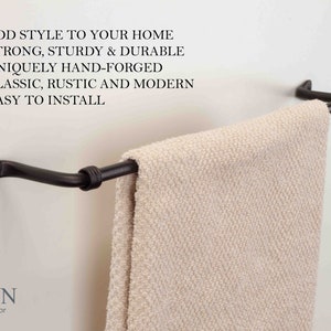 Decorative Towel Bar- Towel Rack | For Kitchen or Bathroom | Handmade Wrought Iron bar - 17''