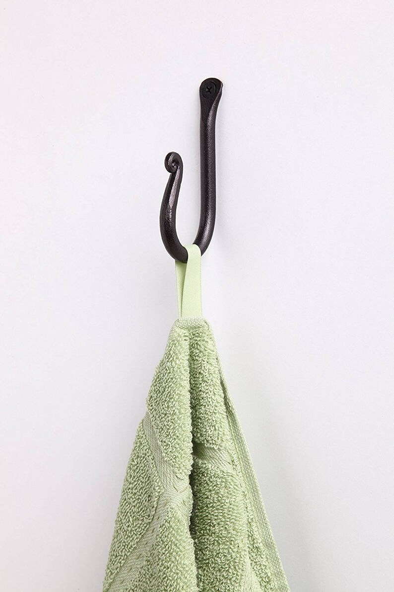 rustic towel hooks Wrought Iron Hooks Set of 3 wall mounted black hooks by RTZEN-D\u00e9cor