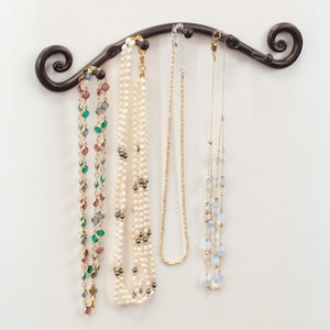 Jewelry Organizer Wall Hanging, Necklace Bracelets Holder Wall Mounted, Space-Saving Jewelry Hanger with Metal Hooks, Gift for Her