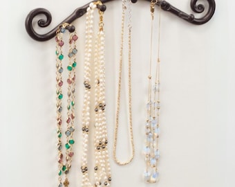 Jewelry Organizer Wall Hanging, Necklace Bracelets Holder Wall Mounted, Space-Saving Jewelry Hanger with Metal Hooks, Gift for Her