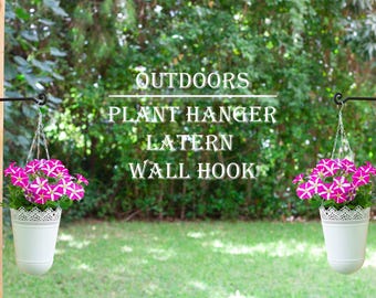 Multi-purpose Plant Hanger, Set of 2 Outdoor Bird Feeder Hanger, Wall Black Hooks, Planters & Lanterns, Wind Chimes for Indoor or Outdoor