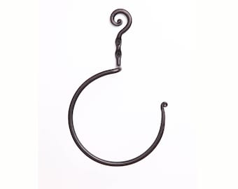 Towel Ring Kitchen Accessories, Bathroom Shower Black Wrought Iron Metal Towel Rack, Rustic Style, Home and Living Gift