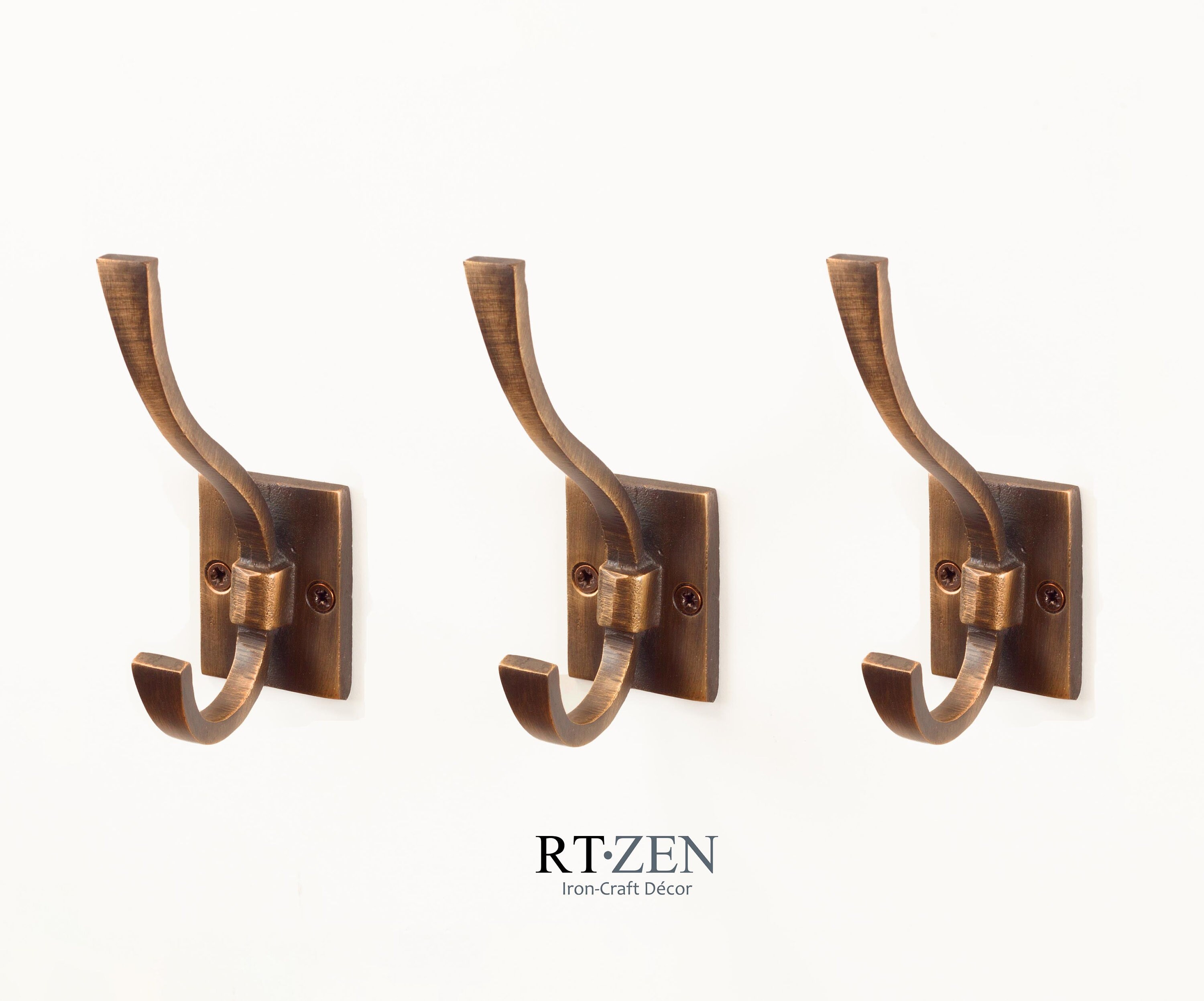 Iron Wall Hooks Set of 3 Antique Brass Towel hooks Etsy