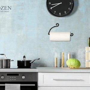 Handmade Iron Paper Towel Holder, Wall Mount Kitchen Decor & Organizer
