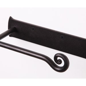 Wrought Iron Toilet Paper Holder, Hand Forged Black TP Roll Hanger, Rustic Bathroom Accessory