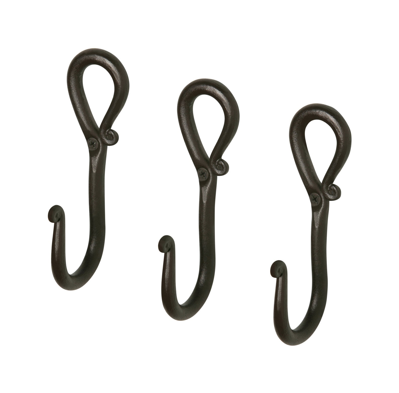 Wrought Iron Hooks. Set of 3 decorative wall hooks. Etsy