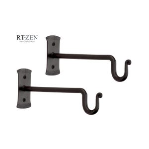 Hanging Plant Hanger Outdoor, Set of 2 Bird Feeder Wall Hooks, Black Metal Plant Bracket Hook for Hanging Flower Baskets