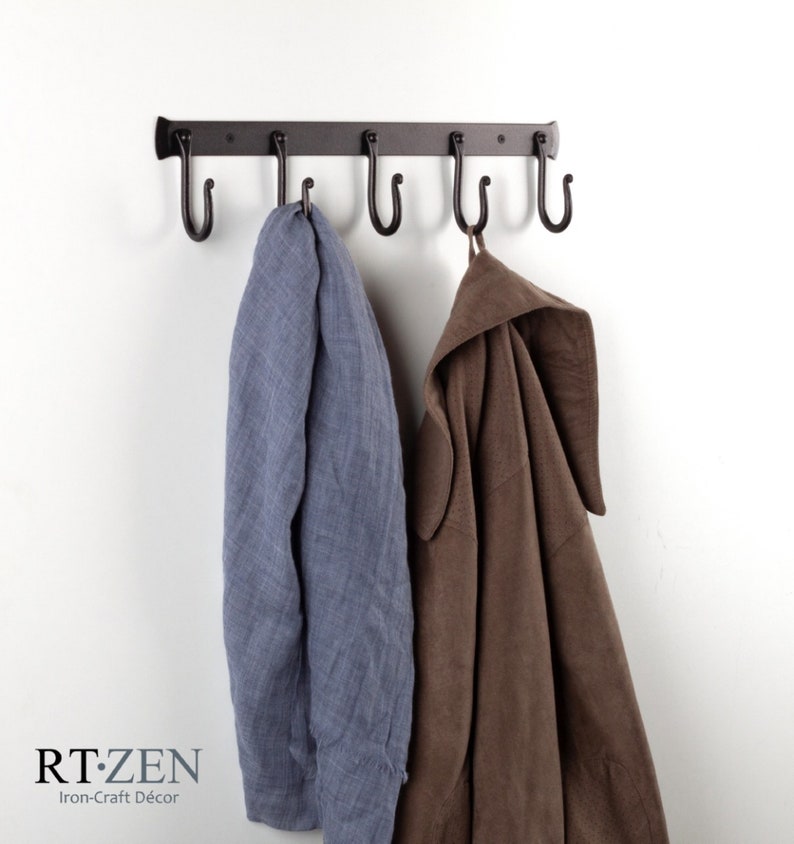 Rustic Iron Coat Rack Decorative Iron 5 Hooks Coat And Hat Etsy