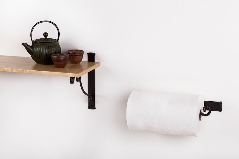 Wrought Iron Paper Towel Holder Wall Mount, Farmhouse Kitchen Decor, Standard Jumbo Rolls, Housewarming Gift Idea