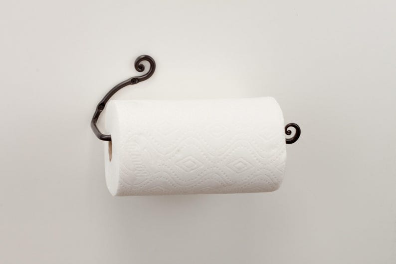 Handmade Iron Paper Towel Holder, Wall Mount Kitchen Decor & Organizer