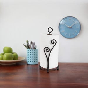 Forged Paper Towel Stand, Paper Towel Holder, Handcrafted Vertical Wrought Iron Paper Towel Holder, Kitchen Decor, Kitchen Storage