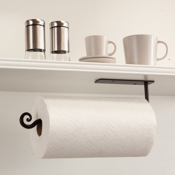 Under Cabinet Paper Towel Holder | Forged Iron Paper Towel Hanger
