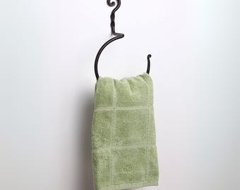 Forged Wrought Iron Towel Ring, Blacksmith Handmade Iron Towel Holder, Modern Farmhouse and Industrial Bath Hardware, Kitchen Accessories