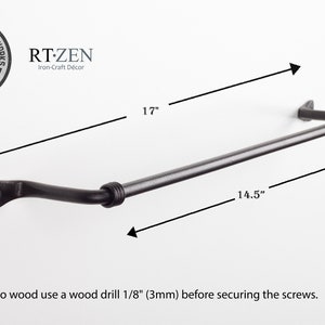 Decorative Towel Bar- Towel Rack | For Kitchen or Bathroom | Handmade Wrought Iron bar - 17''