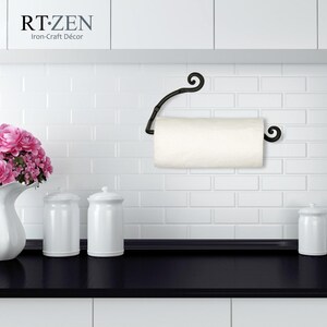 Handmade Iron Paper Towel Holder, Wall Mount Kitchen Decor & Organizer