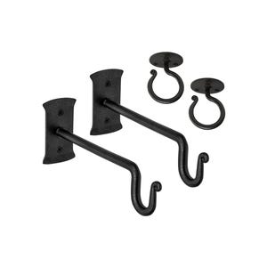 Black Ceiling Hooks, Hook For Hanging Planters, Wind Chimes and Swag Pendant Lights, Set of 2 Decorative Open Hook For Home Ceiling