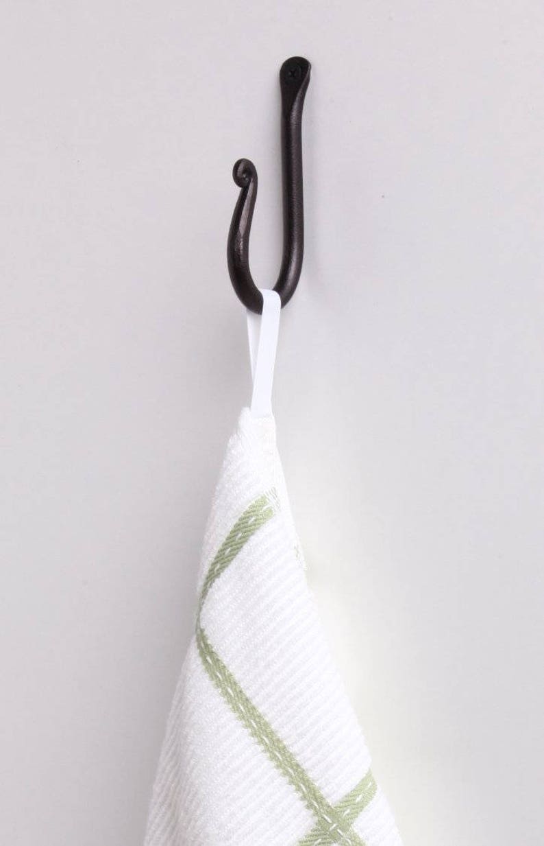 rustic towel hooks Wrought Iron Hooks Set of 3 wall mounted black hooks by RTZEN-D\u00e9cor