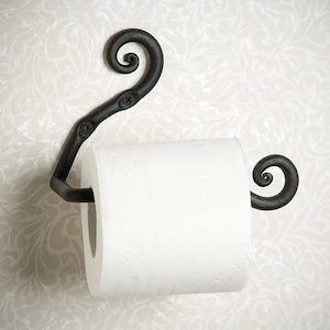 Hand forged toilet paper holder, wrought iron black tp holder, bathroom accessories