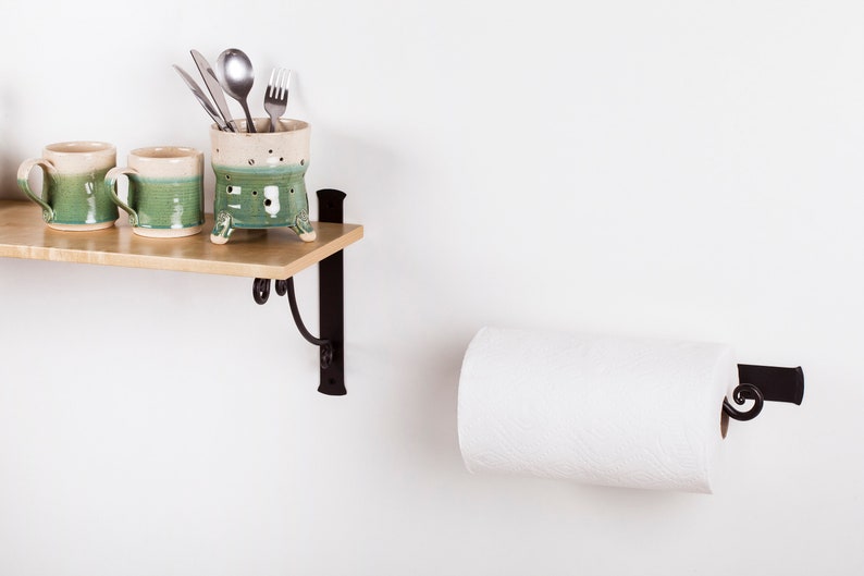 Wrought Iron Paper Towel Holder Wall Mount, Farmhouse Kitchen Decor, Standard Jumbo Rolls, Housewarming Gift Idea