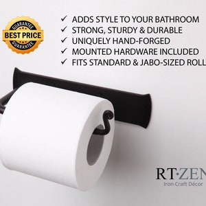 Rustic Tissue Holder. Forged Iron Toilet Paper Holder