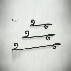 Set of 3 Hand-Forged Iron Towel Holders for Bathroom or Kitchen, Rustic Farmhouse Home Decor