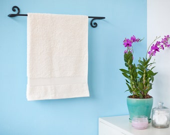 Wrought Iron Towel Rack. Hand forged bathroom towel holder.