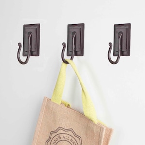 Wall Mounted Wrought Iron Set of 3 Black Modern Metal Hook, Decorative Coat Hat Cloth Hook Hanger, Multi Purpose Entryway Hook, Rustic Style