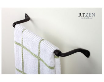 Decorative Towel Bar- Towel Rack | For Kitchen or Bathroom |  Handmade Wrought Iron bar - 13''