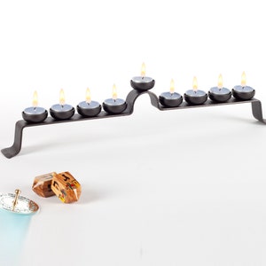 RTZEN Judaica - Wrought Iron Hanukkah Menorah Handmade 9 Branches Israel Dcor For All 8 Nights Of Chanukah Blacksmith Hanukah Standard 516~p123505822