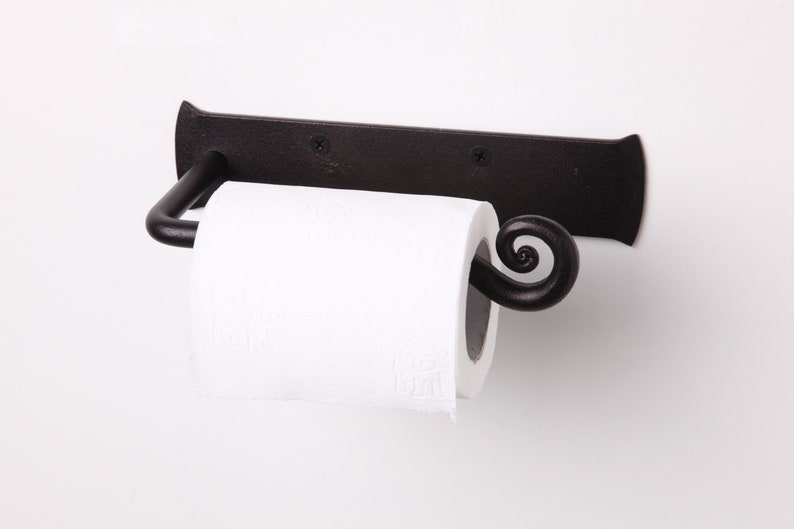 Rustic Tissue Holder. Forged Iron Toilet Paper Holder image 9