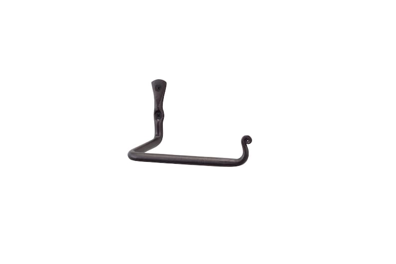 Hand Forged Toilet Paper Holder, Wrought Iron Black TP Holder, Bathroom Accessories, Decorative TP Roll Hanger image 5