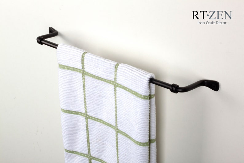 Decorative Towel Bar- Towel Rack | For Kitchen or Bathroom | Handmade Wrought Iron bar - 17''
