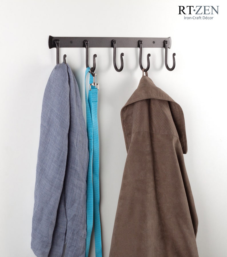 Rustic Iron Coat Rack Decorative Iron 5 Hooks Coat and Hat Etsy