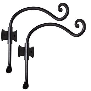 Hanging Plant Hanger Outdoor, Set of 2 Bird Feeder Wall Hooks, Black Metal Plant Bracket Hook for Hanging Flower Baskets - 10 inch