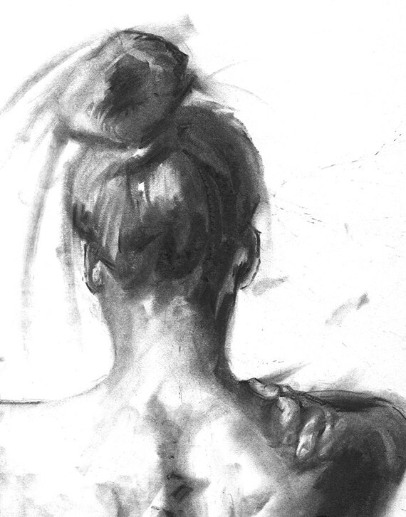 Nude Black Woman with Braided Hair 8.5x11/" Photo Print Naked Lovely Lady B/&W