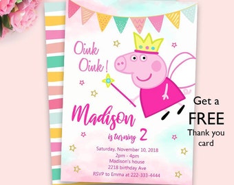 peppa pig invitation etsy