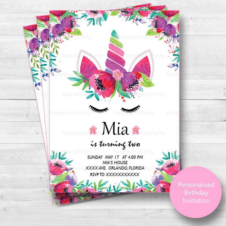 Magic Unicorn Invitation Unicorn Invites Unicorn Birthday Etsy