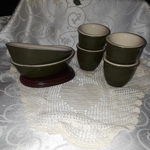 Hall Pottery Resturant Ware Au Gratin and Egg Custurd Cup Set  - lot of 6