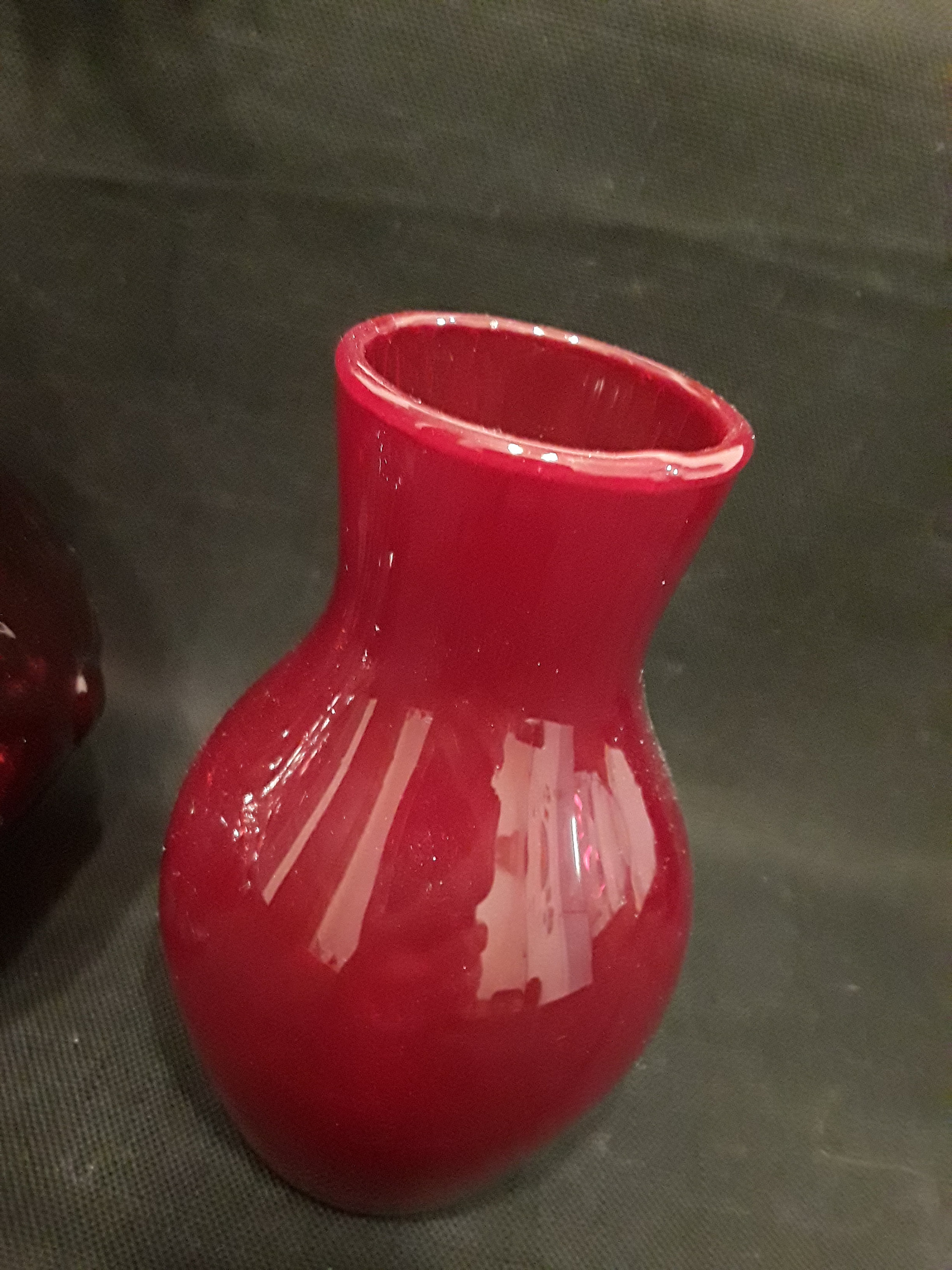 Red Glass Vases Set of Two 1950's & 1960's Etsy UK