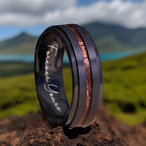 Customizable Black Zirconium/Titanium Men&#39;s Ring, Promise Wedding Band, Modern Matte Finish, Durable & Lightweight, Engraving Available