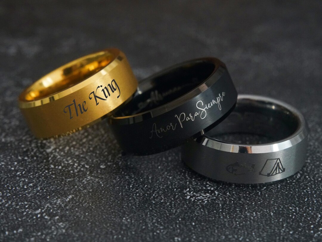 Custom Ring for Men, Gold/black/silver Men's Tungsten Wedding Band, 6MM ...