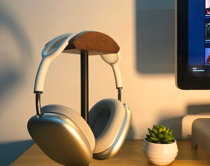 Headphone Stands for Airpods Max, Made With Walnut Wood and Black