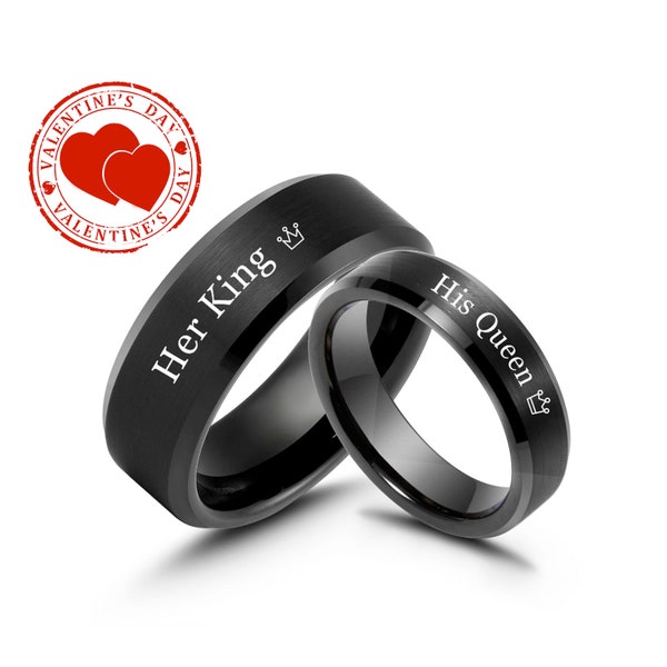 6MM 8MM Tungsten Carbide Matte Black Mens Ring, Custom Engraved Wedding Band, Anniversary Gift Idea for Him, Personalized Ring for Husband