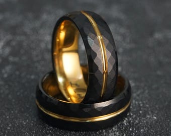 Hammered Tungsten Wedding Band: Brushed Mens Ring