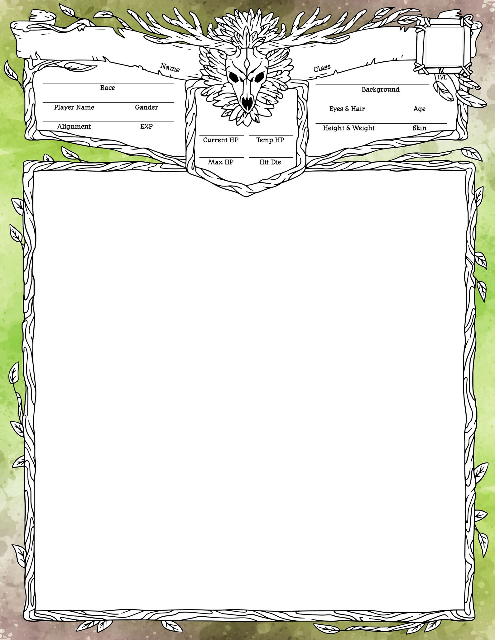 Editable PDF Character Sheet for Druids and Other Nature - Etsy