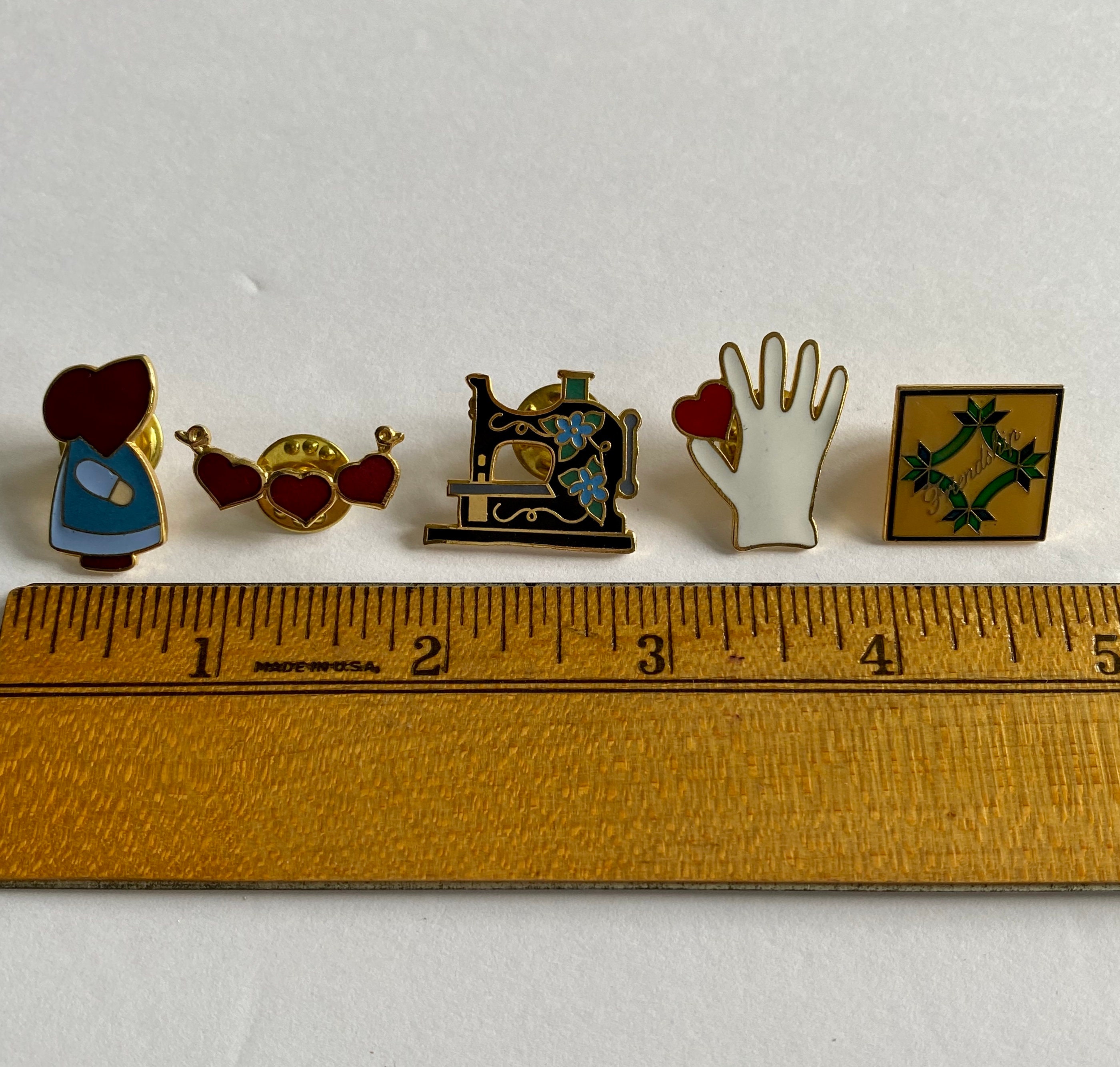 Lot of 5 Vintage 1990's Quilting Lapel Pins Etsy UK